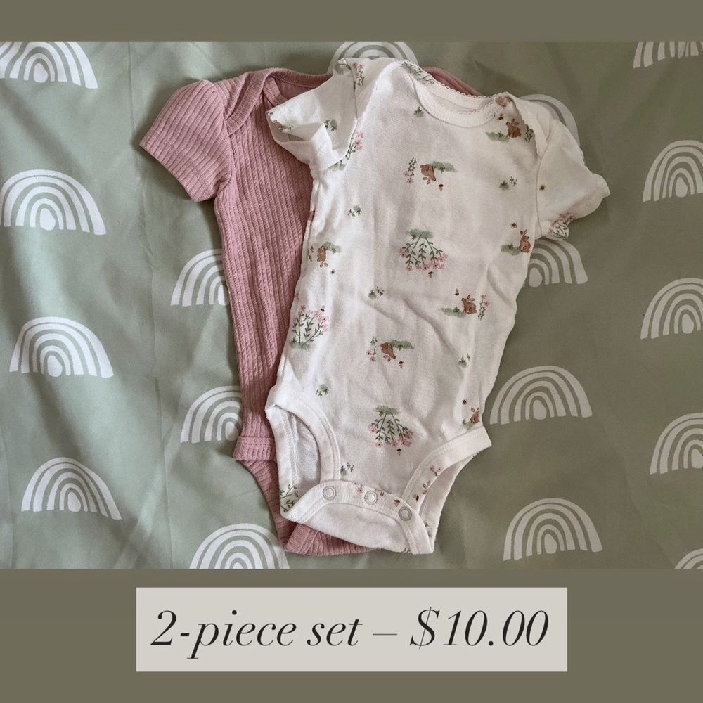 Carter's Pink and White Floral Bodysuit Set